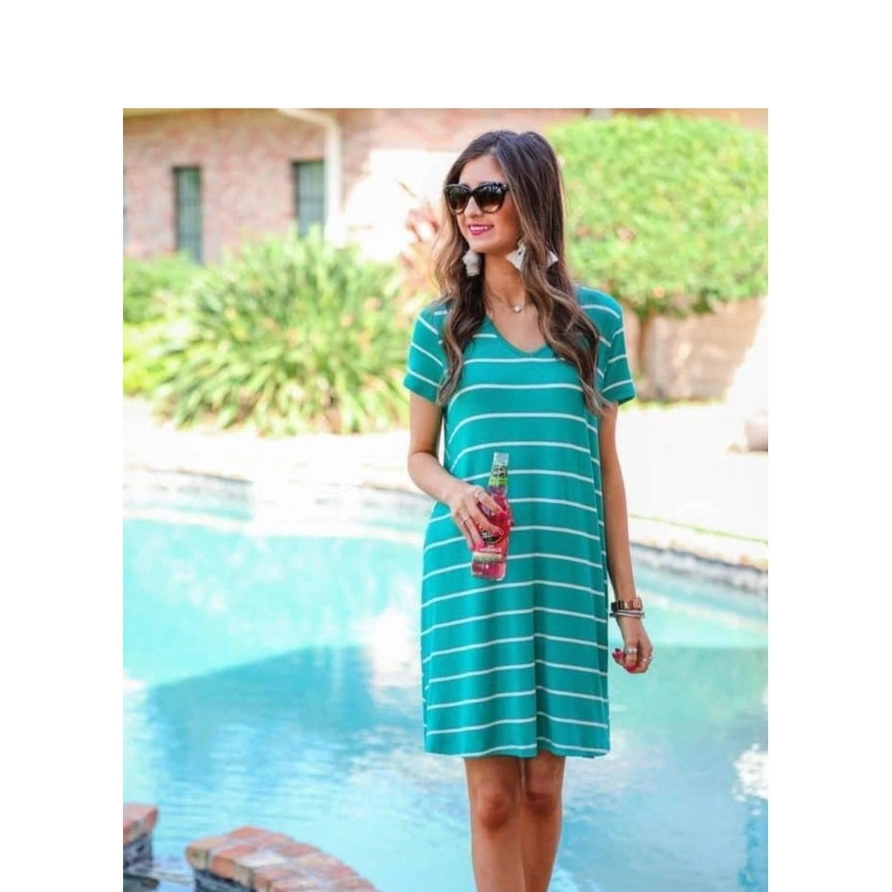 NWT Green and White Striped Dress